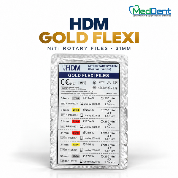 HDM Gold Flexi NiTi Rotary System – Heat Activated Endodontic Files 31mm