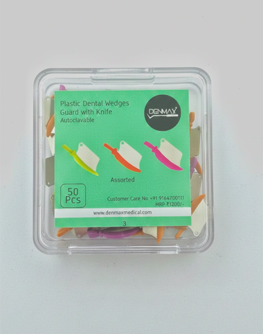 Denmax Plastic Dental Wedges Guard with Knife Assorted Autoclavables 50 pcs