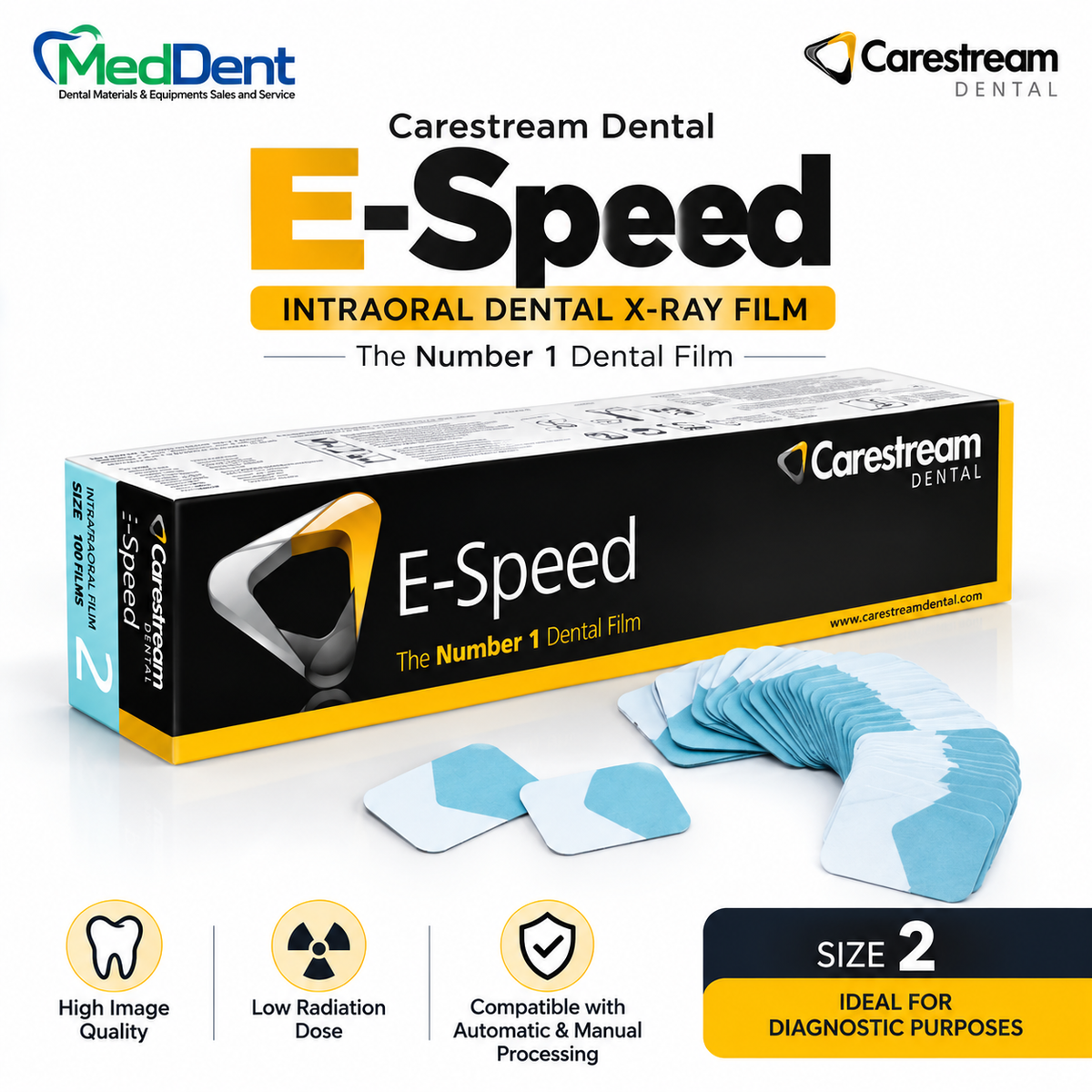 Carestream E-Speed Xray film size 2