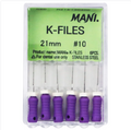 Mani K-Files 21mm – Endodontic Root Canal Files (Pack of 6)